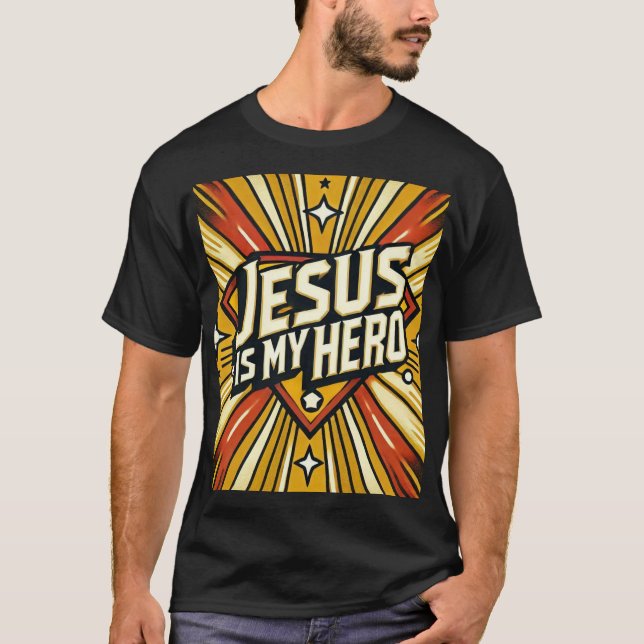 Camiseta Jesús es el diseño cómico de los héroes (Anverso)