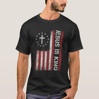 Camiseta Jesús es el Rey Dios Cristiano Biblia Bandera de l