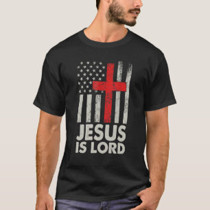 Camiseta Jesús es el Señor Bandera Americana Cristiano Patr