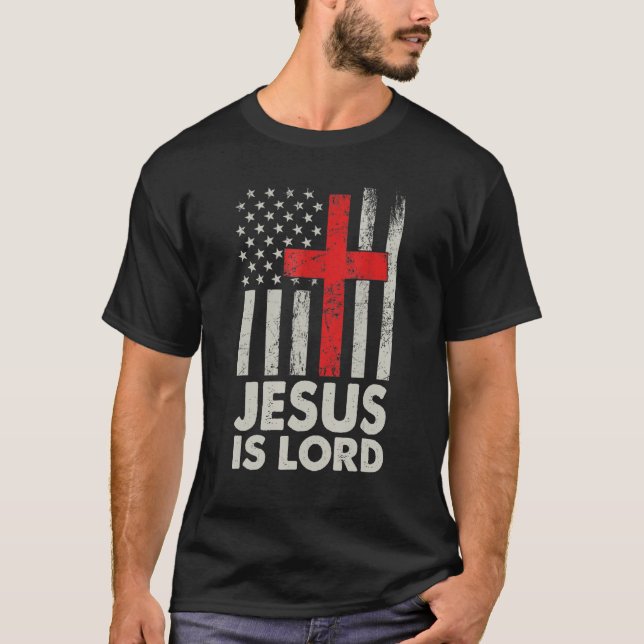 Camiseta Jesús es el Señor Bandera Americana Cristiano Patr (Anverso)
