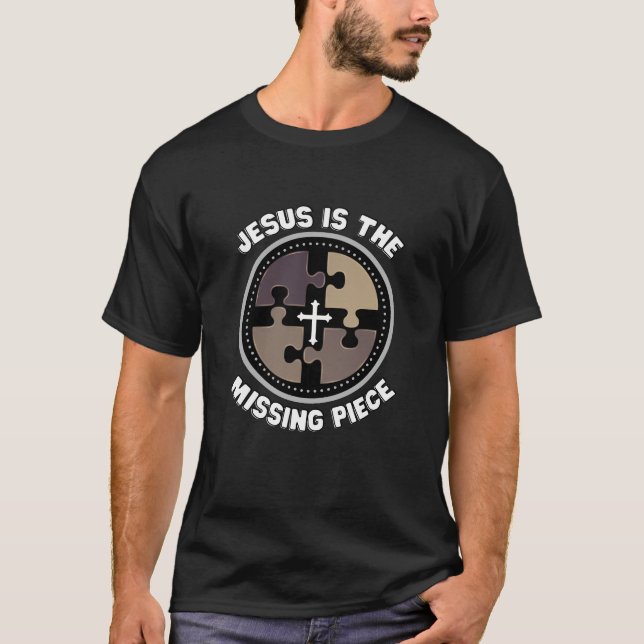 Camiseta Jesús es la pieza perdida, cruz, piezas de rompeca (Anverso)