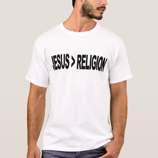 Camiseta Jesús es mayor que la religión (Anverso)