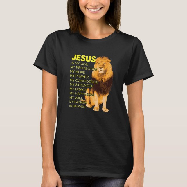 Camiseta Jesús Es Mi Dios León Amarillo Cristiano De Judá 1 (Anverso)
