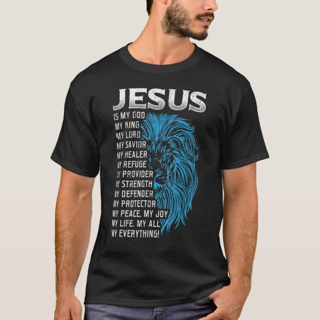 Camiseta Jesús Es Mi Dios Rey Mi Señor Mi Salvador Cristo L (Anverso)