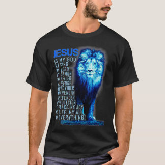 Camiseta Jesús Es Mi Dios Rey Mi Señor Mi Salvador León Azu