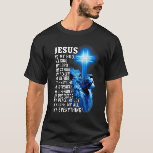 Camiseta Jesús Es Mi Dios Rey Mi Señor Mi Salvador León Azu