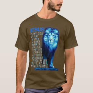 Camiseta Jesús Es Mi Dios Rey Mi Señor Mi Salvador León Azu