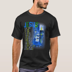 Camiseta Jesús Es Mi Dios Rey Mi Señor Mi Salvador León Azu