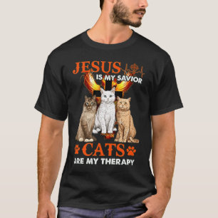 Camiseta Jesús Es Mi Gatos Salvador Es Mi Terapia