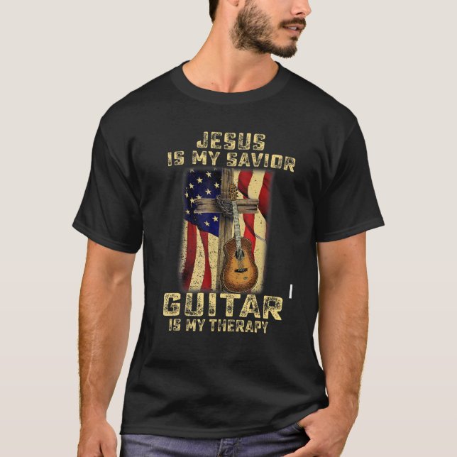Camiseta Jesús Es Mi Guitarra Salvadora Es Mi Terapia Crist (Anverso)