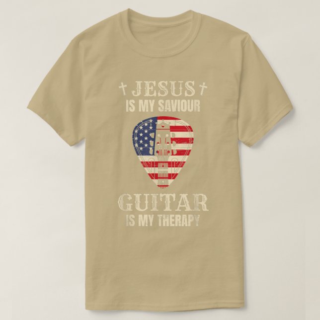 Camiseta Jesús es mi guitarra salvadora es mi terapia para  (Diseño del anverso)