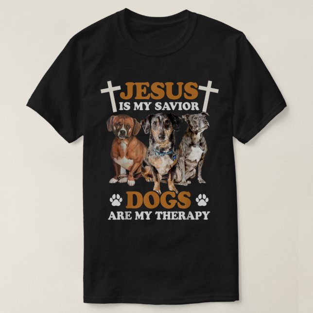 Camiseta Jesús Es Mi Perro Salvador Es Mi Terapia (Diseño del anverso)
