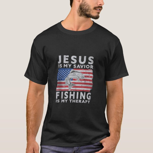Camiseta Jesús Es Mi Pesca Salvadora Es Mi Terapia Divertid (Anverso)