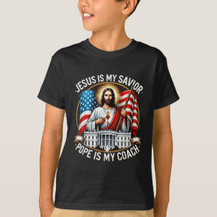Camiseta Jesús Es Mi Salvador, El Papa Es Mi Entrenador, La