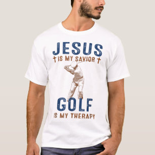 Camiseta Jesús es mi Salvador Golf es mi Terapia Funny Golf