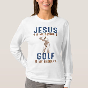 Camiseta Jesús es mi Salvador Golf es mi Terapia Funny Golf