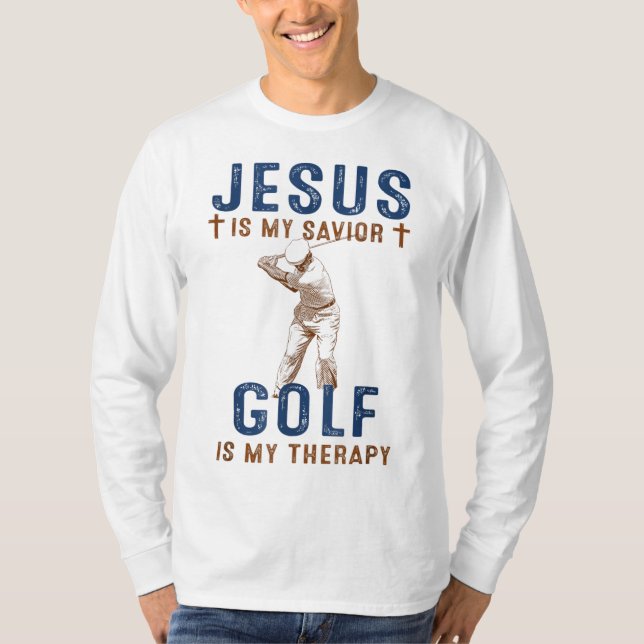 Camiseta Jesús es mi Salvador Golf es mi Terapia Funny Golf (Anverso)
