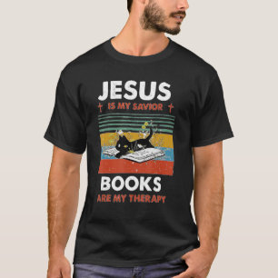 Camiseta Jesús es mi salvador Los gatos son mi terapia