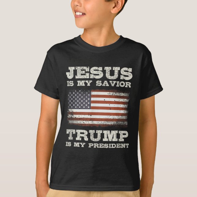 Camiseta Jesús Es Mi Salvador, Trump Es Mi Presidente (Anverso)