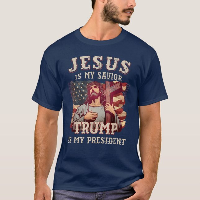 Camiseta Jesús Es Mi Salvador Trump Es Mi Presidente (Anverso)