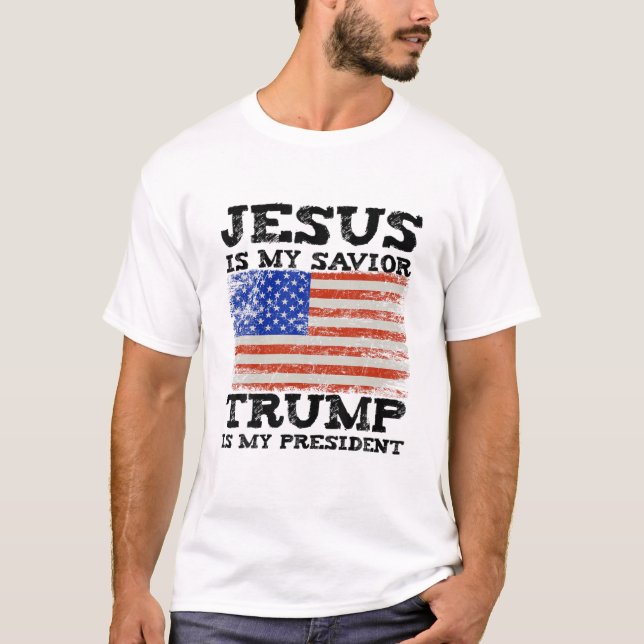 Camiseta Jesús-Es-Mi-Salvador-Trump-Es-Mi-Presidente (Anverso)