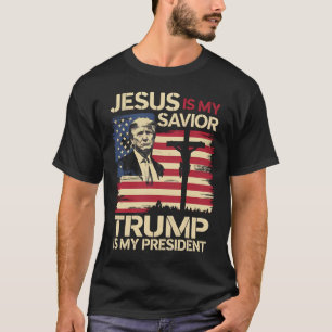 Camiseta Jesús Es Mi Salvador Trump Es Mi Presidente Bander