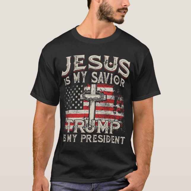 Camiseta Jesús Es Mi Salvador Trump Es Mi Presidente Estado (Anverso)