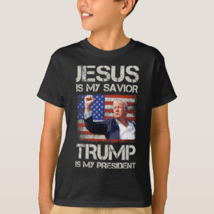 Camiseta Jesús Es Mi Salvador Trump Es Mi Presidente Estado