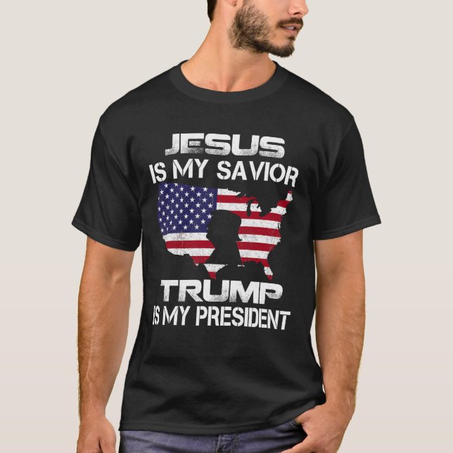 Camiseta Jesús Es Mi Salvador Trump Es Mi Voto Presidencial (Anverso)