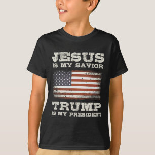 Camiseta Jesús Es Mi Salvador Trump Mi Presidente Christian