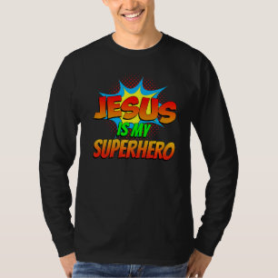 Camiseta Jesús es mi superhéroe cómico libro de historietas