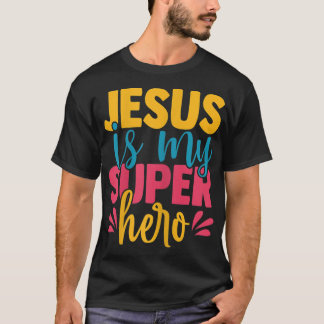 Camiseta Jesús es mi superhéroe cristiano niños curados pod