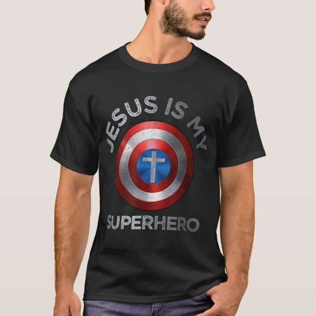 Camiseta Jesús Es Mi Superhéroe Cute Poderoso Regalo Cristi (Anverso)