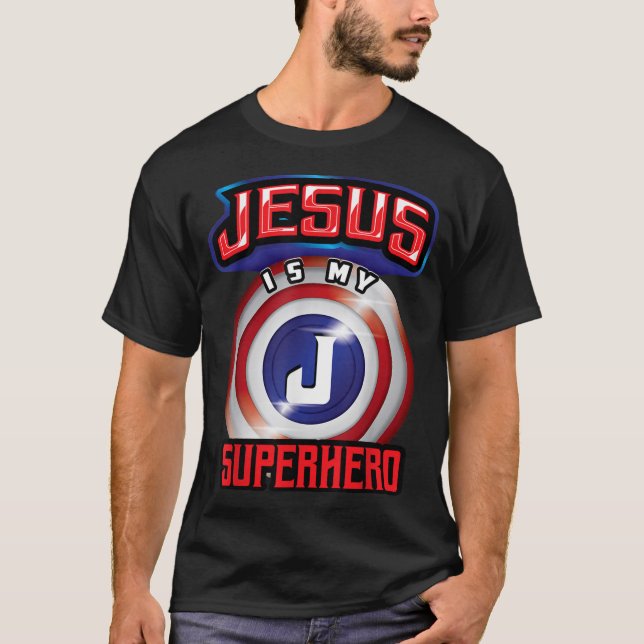 Camiseta Jesús Es Mi Superhéroe Cute Poderoso Regalo Cristi (Anverso)