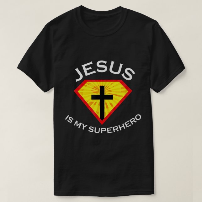 Camiseta Jesús Es Mi Superhéroe Cute Poderoso Regalo Cristi (Diseño del anverso)