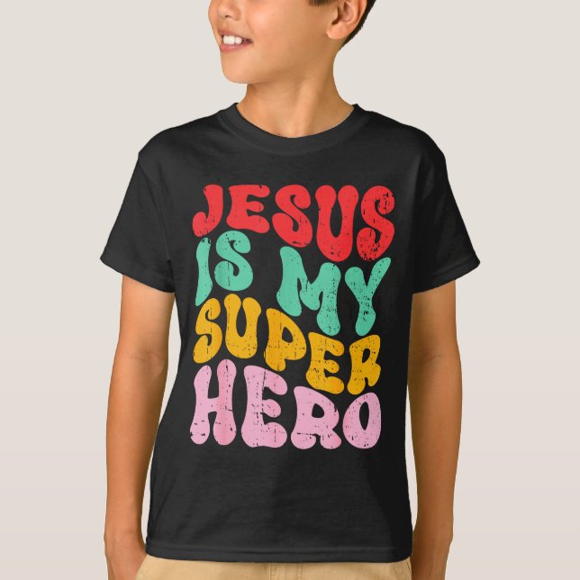 Camiseta Jesús es mi superhéroe - Religioso cristiano  (Anverso)