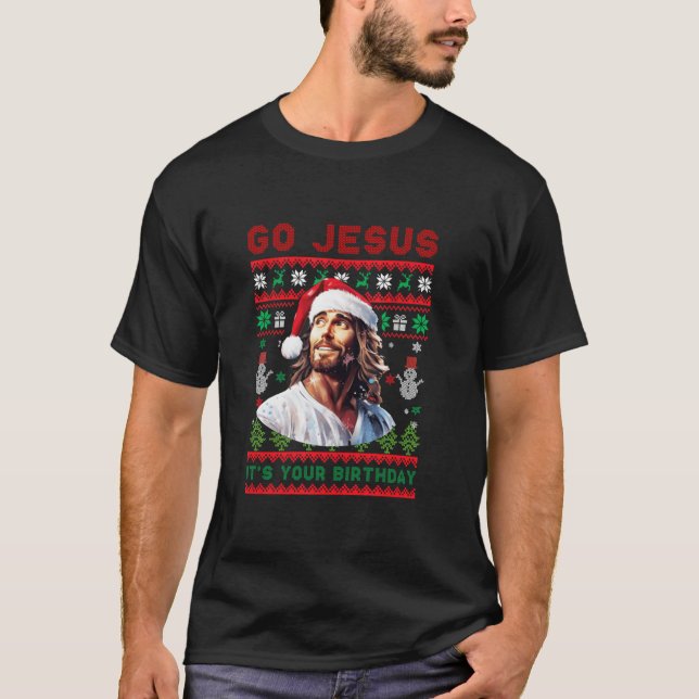 Camiseta Jesús es tu cumpleaños engañando a los Navidades f (Anverso)