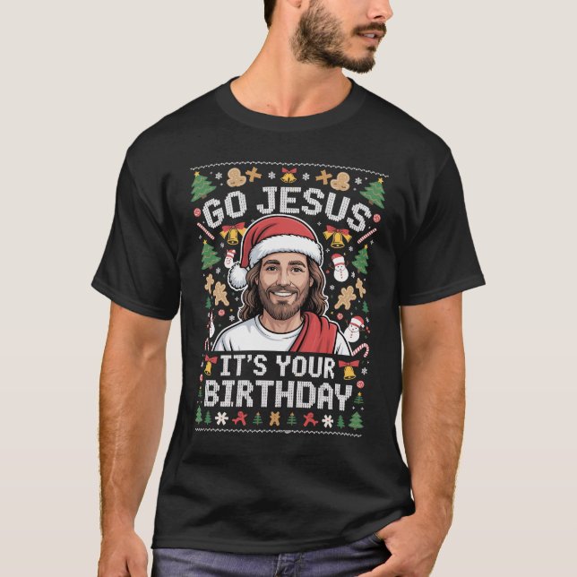 Camiseta Jesús es tu dulce Navidad feo de cumpleaños (Anverso)