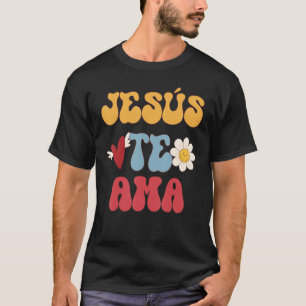 Camiseta Jesús español groovy te ama cristiano 70 s Hipp