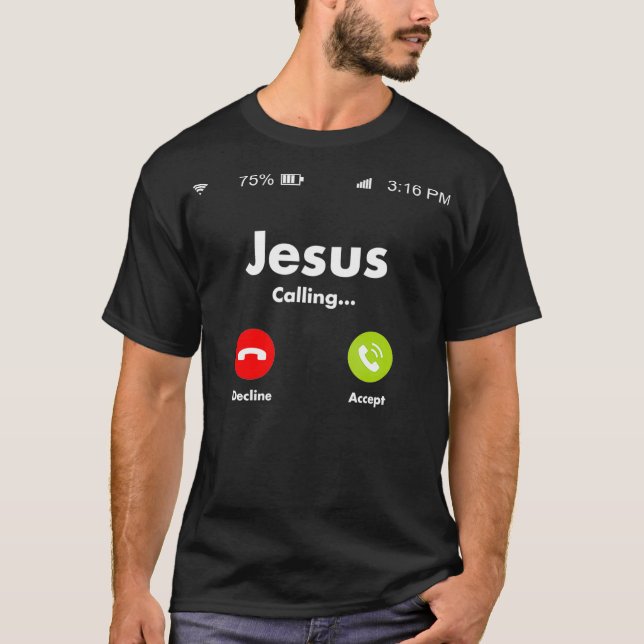 Camiseta Jesús Está Llamando Al Teléfono Móvil Debe (Anverso)