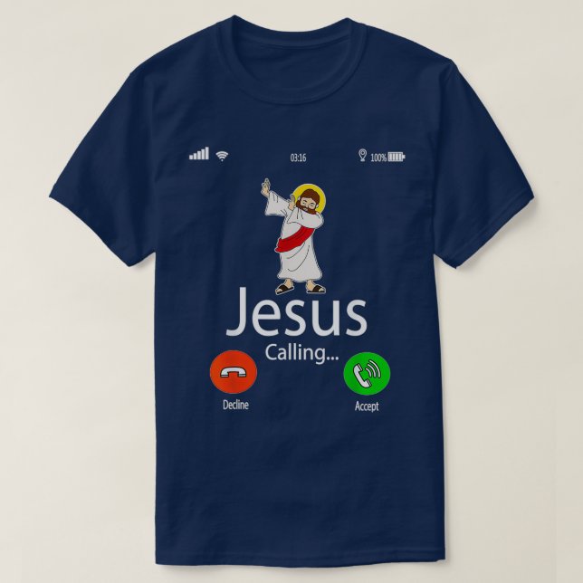 Camiseta Jesús Está Llamando Regalo De Navidades (Diseño del anverso)