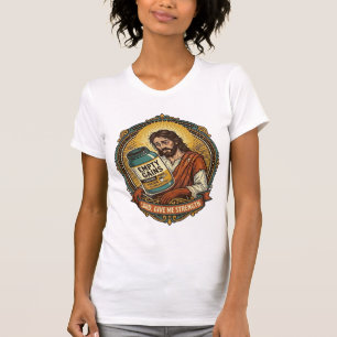 Camiseta Jesús Exhausto Tubo de Proteína Vacío Humor de Gim