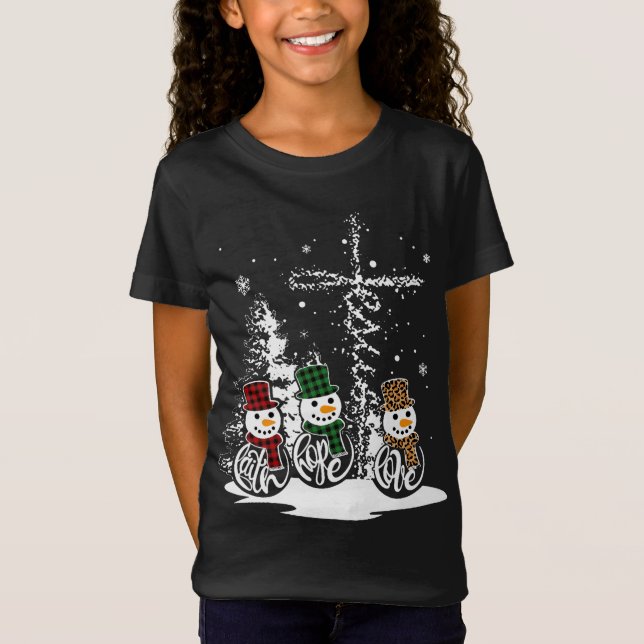 Camiseta Jesus Faith Hope Love Snowman Funny Merry Xmas por (Anverso)