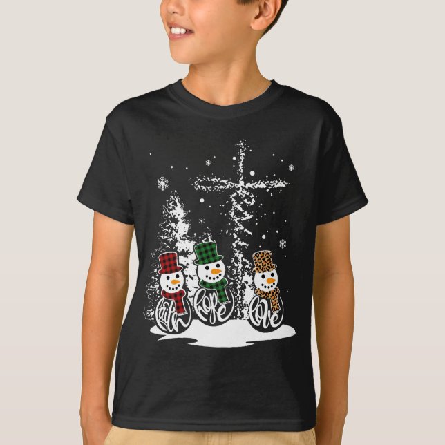 Camiseta Jesus Faith Hope Love Snowman Funny Merry Xmas por (Anverso)
