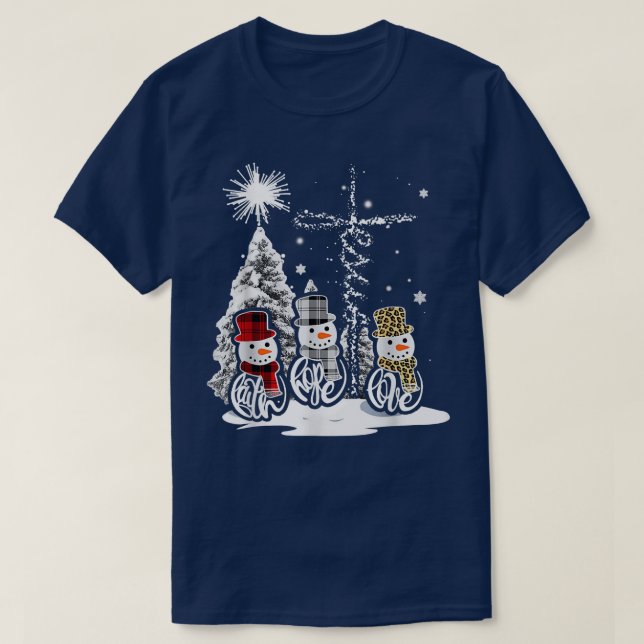Camiseta Jesus Faith Hope Love Snowman Graciosos Navidad Pa (Diseño del anverso)