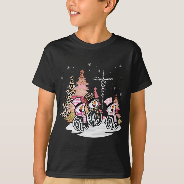 Camiseta Jesus Faith Hope Love Snowman Graciosos Navidad Pa (Anverso)