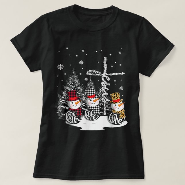 Camiseta Jesus Faith Hope Love Snowman Navidades Christian (Diseño del anverso)