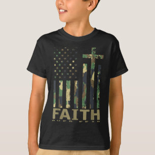 Camiseta Jesús Fe Sobre Miedo Cruz Cristiana Dios Nos Hace 