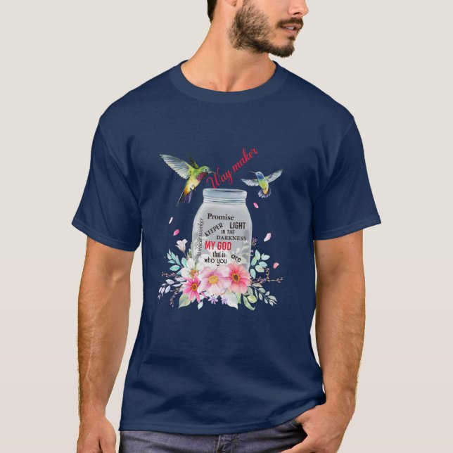 Camiseta Jesus Flower Hummingbird Faith Christian Way Maker (Anverso)