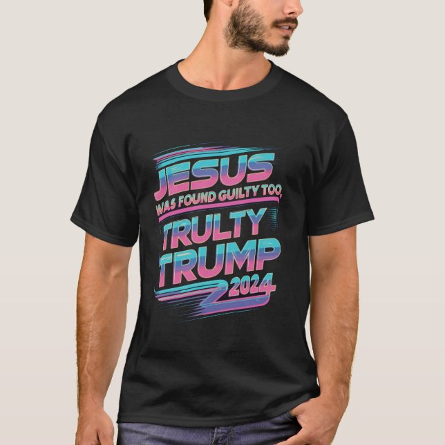 Camiseta Jesús fue declarado culpable de Vaporwave synthwav (Anverso)